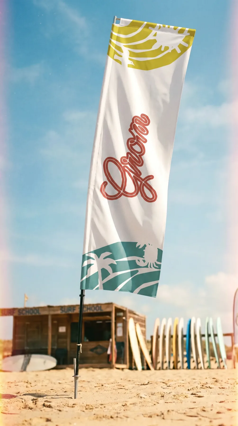 Grom branded beach flag